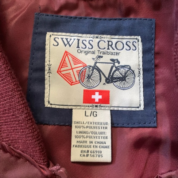 Swiss Cross Fill Zip Bomber Jacket Sz L - Picture 4 of 7